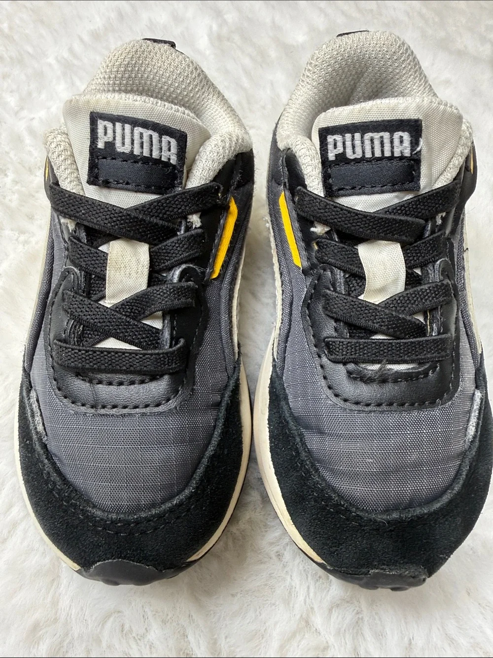 Puma City Rider Electric Sneaker Toddler Boy 7C Child Black Yellow SlipOn Walker